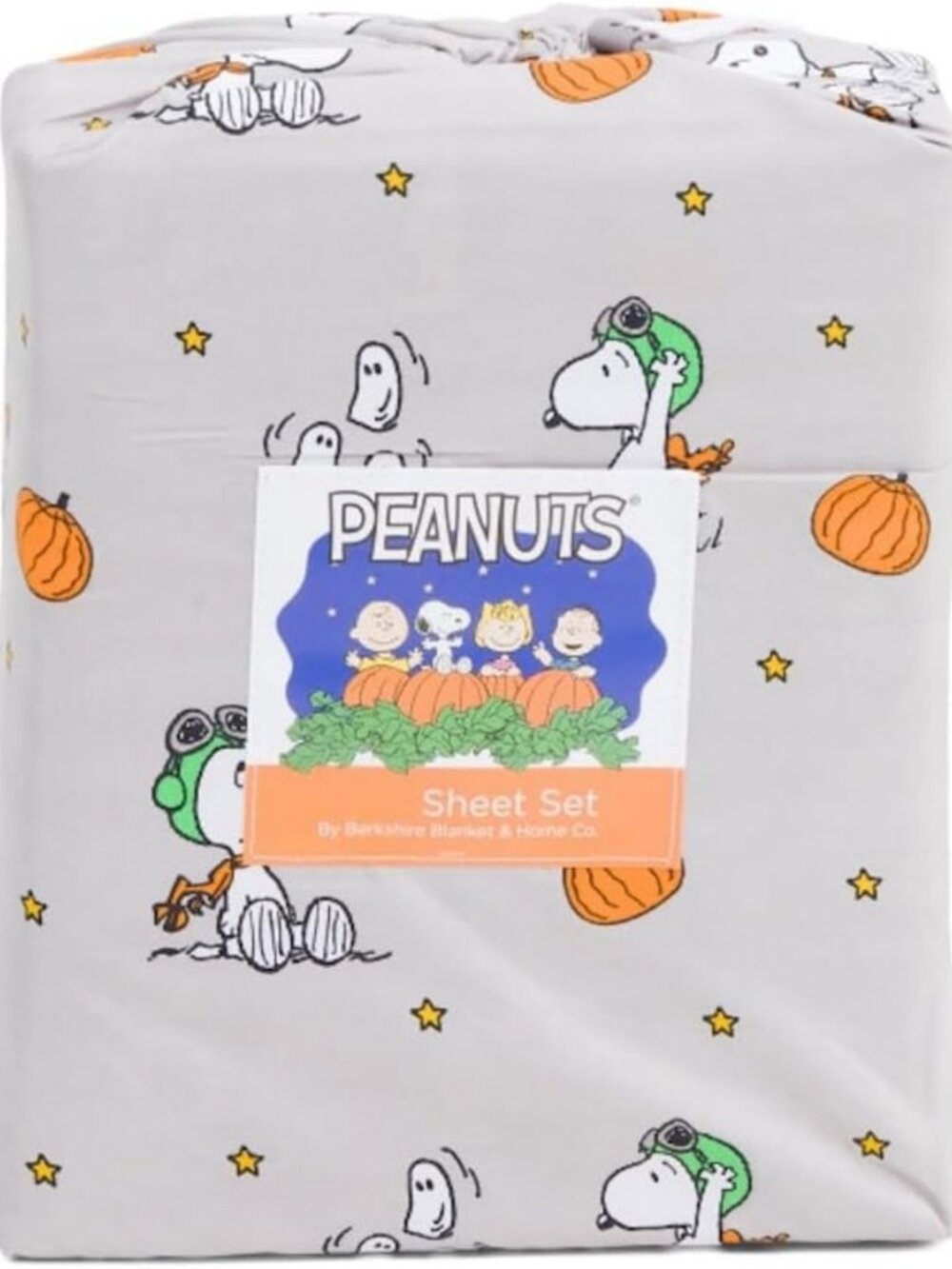 Halloween Peanuts Themed Twin Sheet Set - Red Baron & Ghosts, Cozy Fall Decor